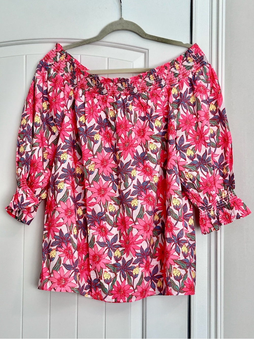 Vineyard Vines Pink Floral Off-Shoulder Top